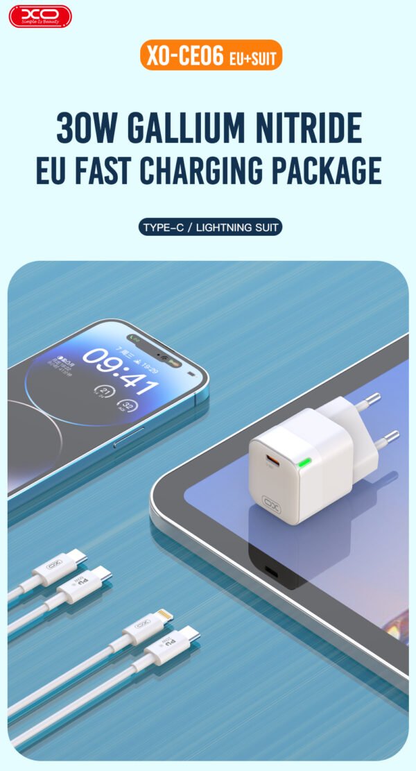 XO CE06 30W GaN Charger PD Fast USB Type C Charger USB C PD3.0 QC3.0 Quick Charging For iPhone 14 pro Max 13 12 11 - Image 3