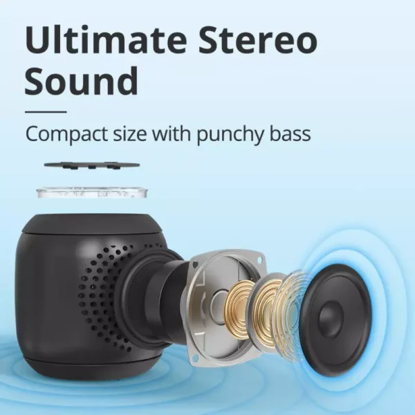 Tronsmart T7 Mini Portable Speaker TWS Bluetooth 5.3 Speaker with Balanced Bass, IPX7 Waterproof, LED Modes for Outdoor – Black - Image 5