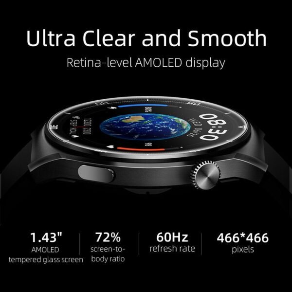 QCY GT2 Smart Watch With 1.43 AMOLED Display, Zinc Alloy Watch Frame Black - Image 3