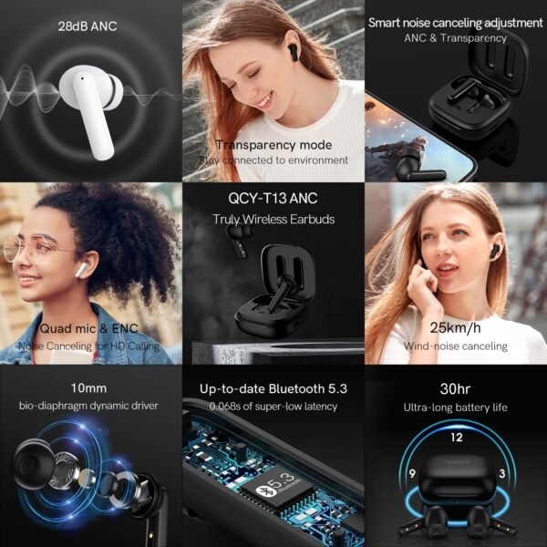 QCY T13 ANC Wireless Earbuds Black - Image 10