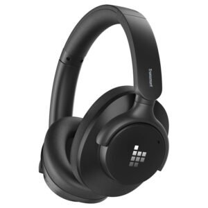 Tronsmart Q20S Hybrid Active Noise Cancelling Over Ear Headphones with Mic, Hi-Res Audio, 60H Playtime, Deep Bass Custom EQ via App, Comfort Fit, for Travel Home Office - Black